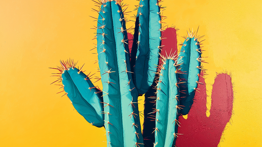 Papier peint cactus Cactus majestueux sur fond jaune éclatant