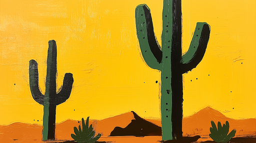 Papier peint cactus Cactus verts sur fond jaune ensoleillé