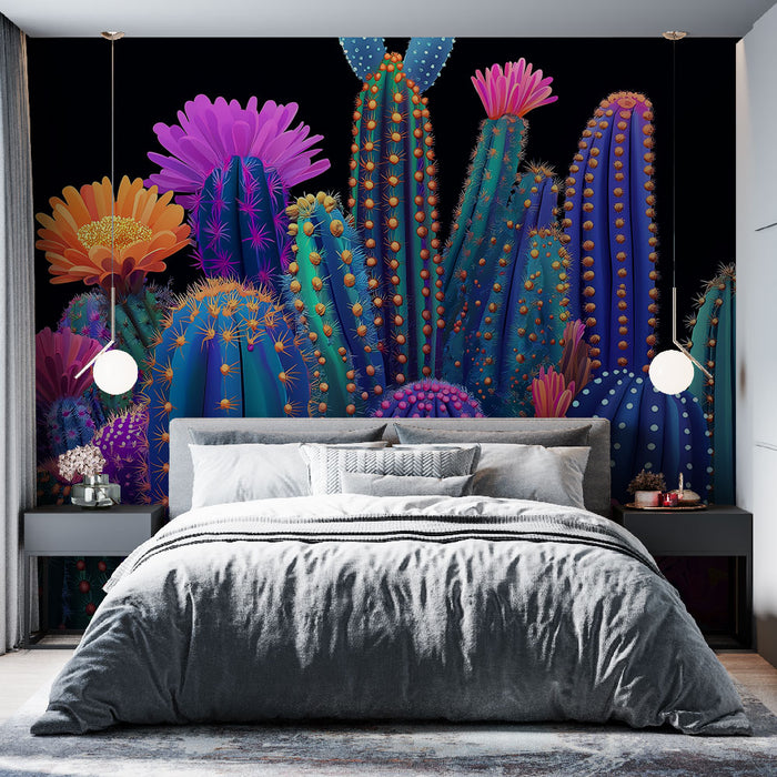 Papier peint cactus coloré | Design vibrant et exotique