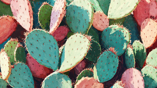 Papier peint cactus coloré Motifs de cactus aux teintes vibrantes