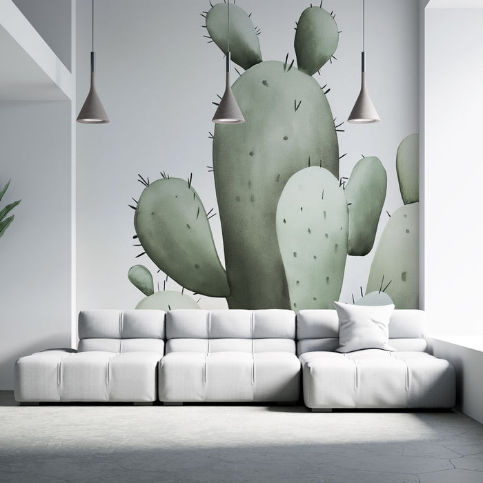 Papier peint cactus | Design aquarelle élégant