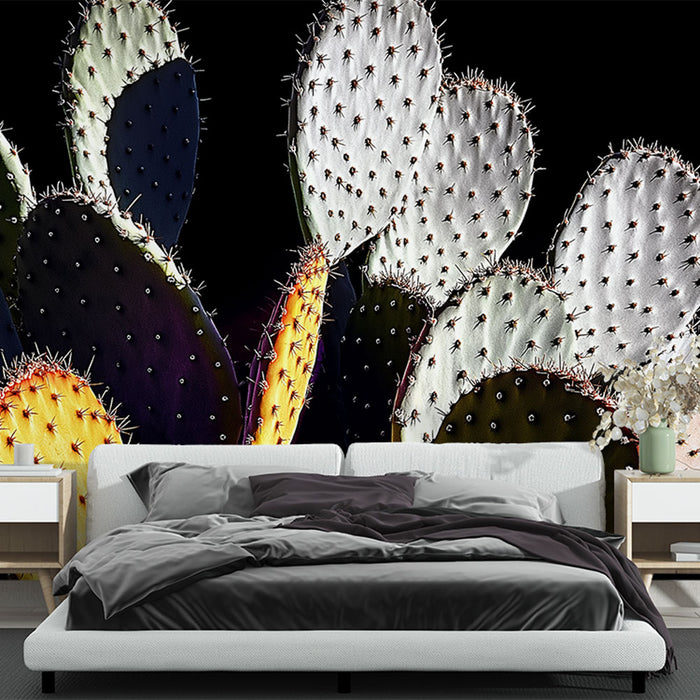 Papier peint cactus | Design contemporain avec cactées colorées