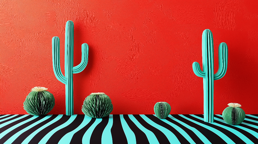 Papier peint cactus Design graphique coloré et moderne