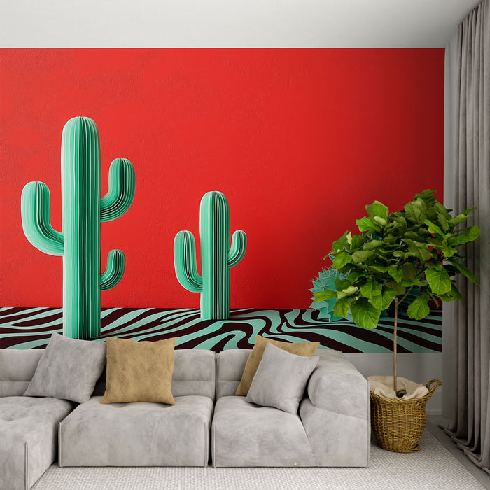 Papier peint cactus | Design moderne et coloré