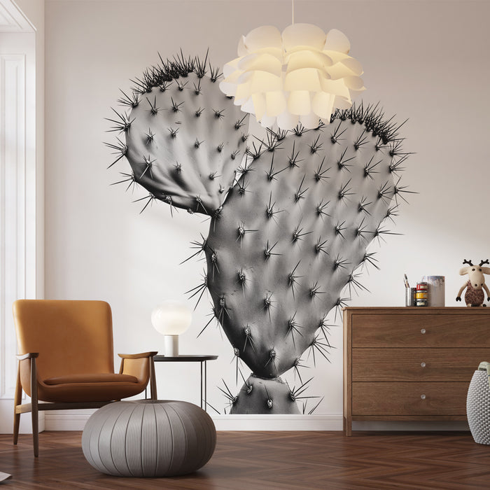 Papier peint cactus | Design monochrome élégant