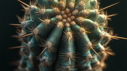 Papier peint cactus Détails texturés d'un cactus sur fond sombre