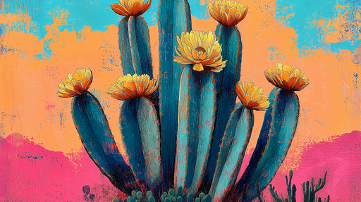 Papier peint cactus Fleurs éclatantes et paysages désertiques