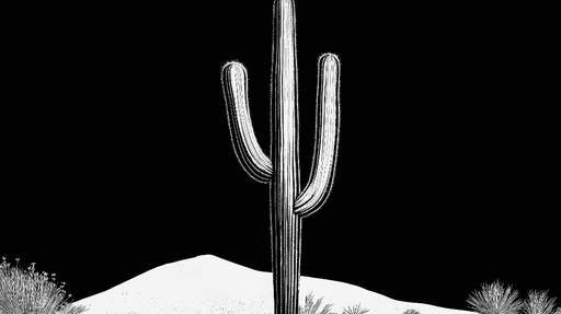 Papier peint cactus Graphique en Noir et Blanc