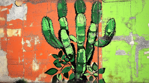 Papier peint cactus Graphique et Coloré
