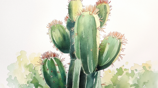 Papier peint cactus Illustration Aquarelle de Cactus en Vert