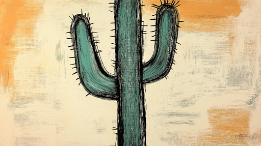 Papier peint cactus Illustration graphique d'un cactus stylisé