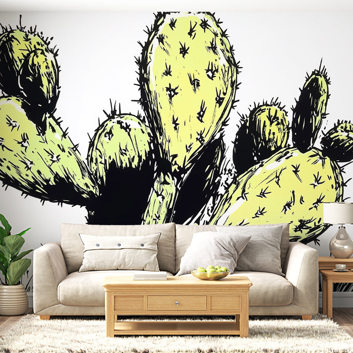 Papier peint cactus | Illustrations de cactus stylisées