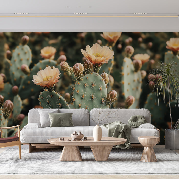 Papier peint cactus | Motif aux fleurs délicates et décoratif