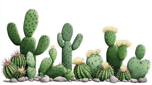 Papier peint cactus Motifs de cactus illustrés en couleur