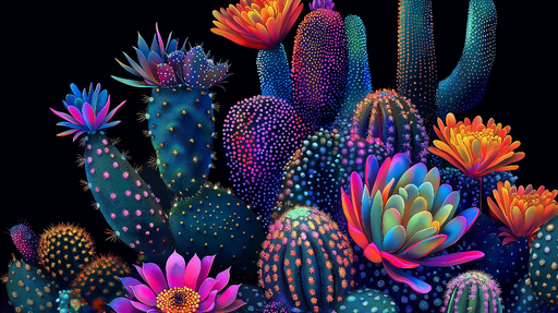 Papier peint cactus Palette éclatante de cactus colorés