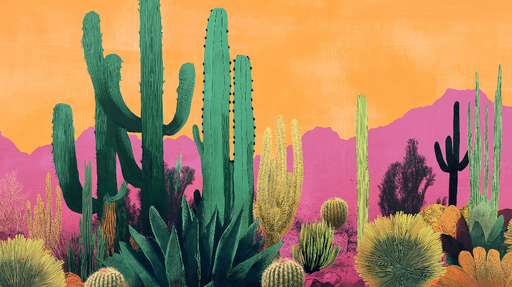 Papier peint cactus Paysage désertique aux teintes vibrantes