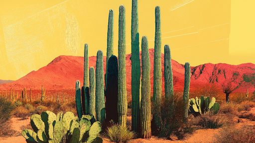 Papier peint cactus Paysage désertique coloré et vibrant