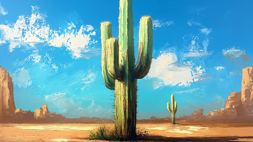 Papier peint cactus Paysage désertique vibrant