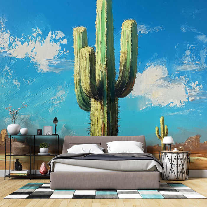 Papier peint cactus | Paysage désertique vibrant