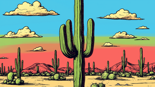 Papier peint cactus Paysage vibrant de cactus dans le désert