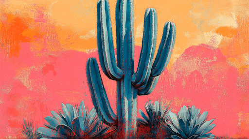 Papier peint cactus Visuel coloré de cactus sur fond abstrait