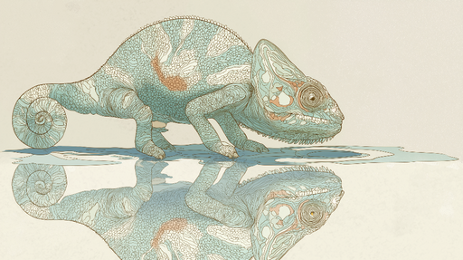 Papier peint caméléon Illustrations colorées d'un caméléon stylisé dans des teintes douces