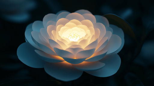 Papier peint camélia blanc Lumiere au coeur de la nuit