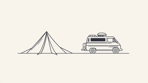 Papier peint camping Illustration de camping avec tente et van