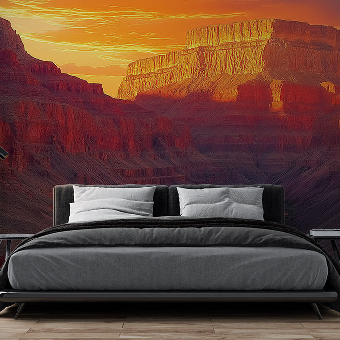 Papier peint panoramique coucher de soleil sur le Grand Canyon pour chambre moderne