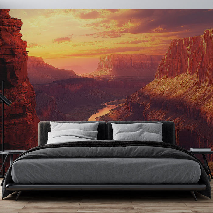 Papier peint paysage canyon spectaculaire au coucher du soleil pour chambre moderne