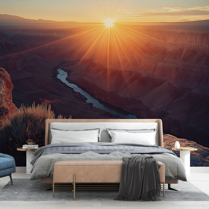 Papier peint panoramique canyon spectaculaire au coucher de soleil pour chambre moderne