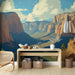 Papier peint panoramique canyon avec ciel bleu clair pour décoration murale salon moderne