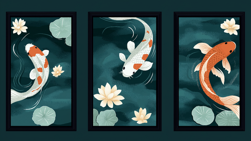 Papier peint carpes koi Une ode à la sérénité aquatique avec des motifs délicats