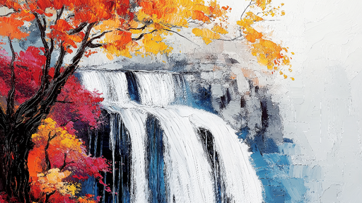 Papier peint cascade |Automne et chute d'eau majestueuse