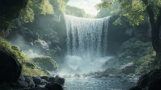 Papier peint cascade Cascade au coeur d'une verdure luxuriante
