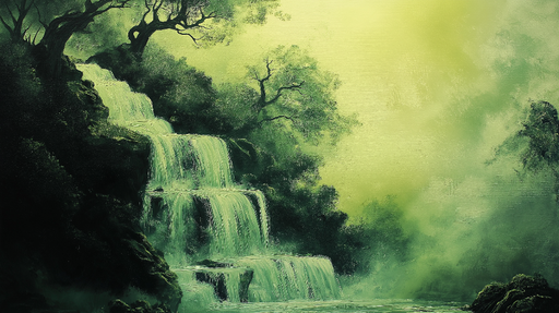 Papier peint cascade Cascade luxuriante entourée de verdure mystique