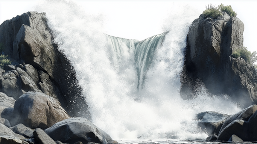 Papier peint cascade Cascade majestueuse avec éclaboussures d'eau