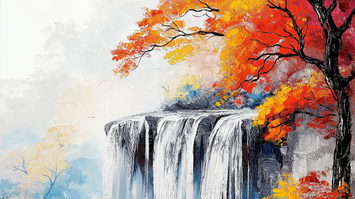 Papier peint cascade Cascade majestueuse entourée d'arbres aux feuillages flamboyants
