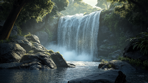 Papier peint cascade Cascade majestueuse entourée de verdure luxuriante