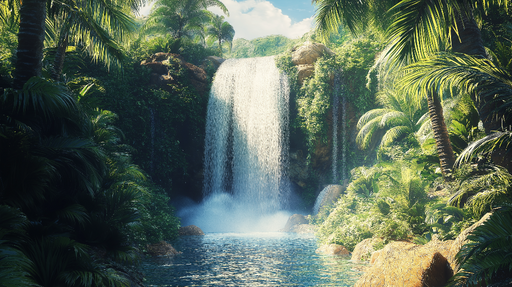 Papier peint cascade Cascades majestueuses et végétation luxuriante