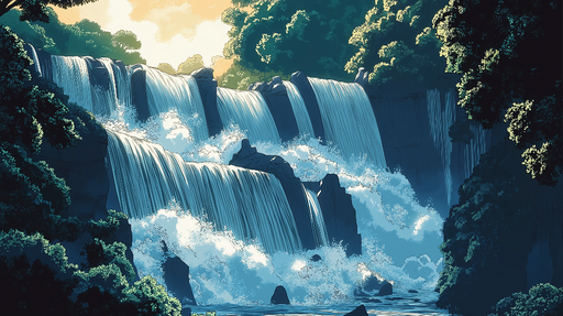 Papier peint cascade Éclat d'eau vive et nature luxuriante