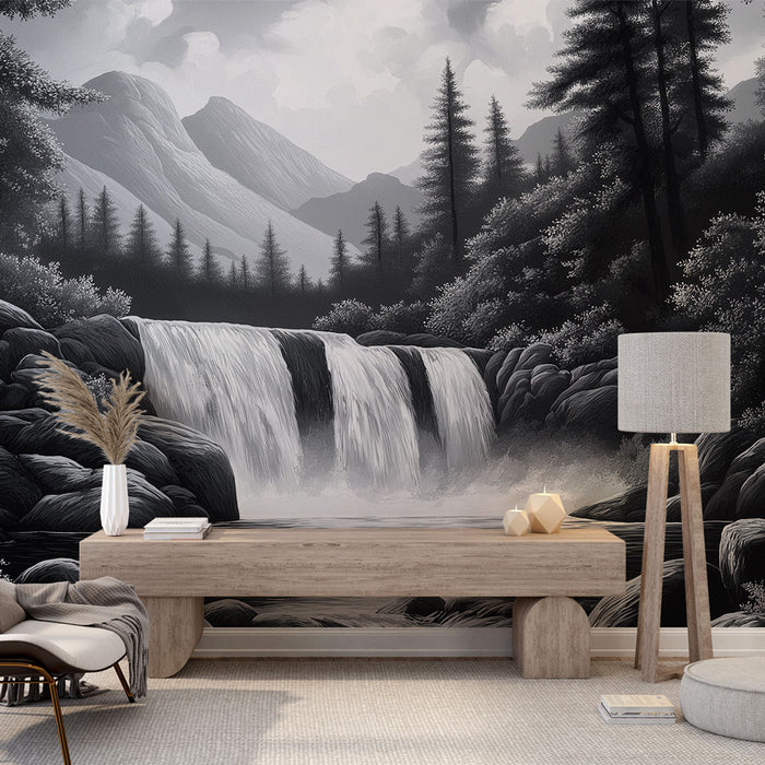 Murale cascade 3d fort nature paysage salon Papier peint 200x140 Murale cascade 3d fort nature paysage salon Papier peint 200x140