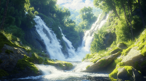 Papier peint cascade Paysage naturel avec chutes d'eau éblouissantes