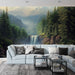 Papier peint paysage naturel avec cascade et montagnes pour salon moderne