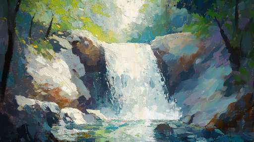 Papier peint cascade Une scène de cascade apaisante dans des tons naturels