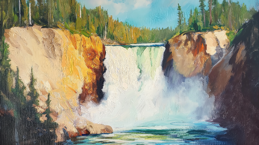 Papier peint cascade Une scène naturelle apaisante avec une chute d'eau majestueuse
