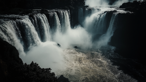 Papier peint cascade Vue majestueuse sur des chutes d'eau tumultueuses