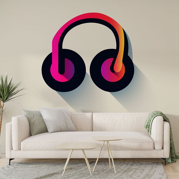 Papier peint casque audio coloré | Design moderne et audacieux avec des couleurs vives