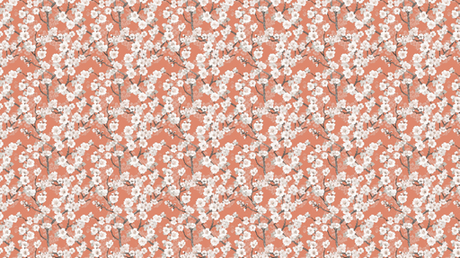 Papier peint cerisier en fleurs Éclat de fleurs blanches sur fond terracotta