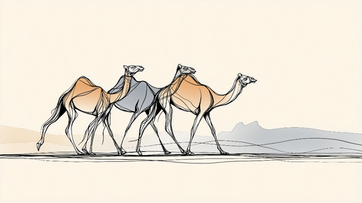 Papier peint chameaux Silhouettes élégantes de chameaux en mouvement